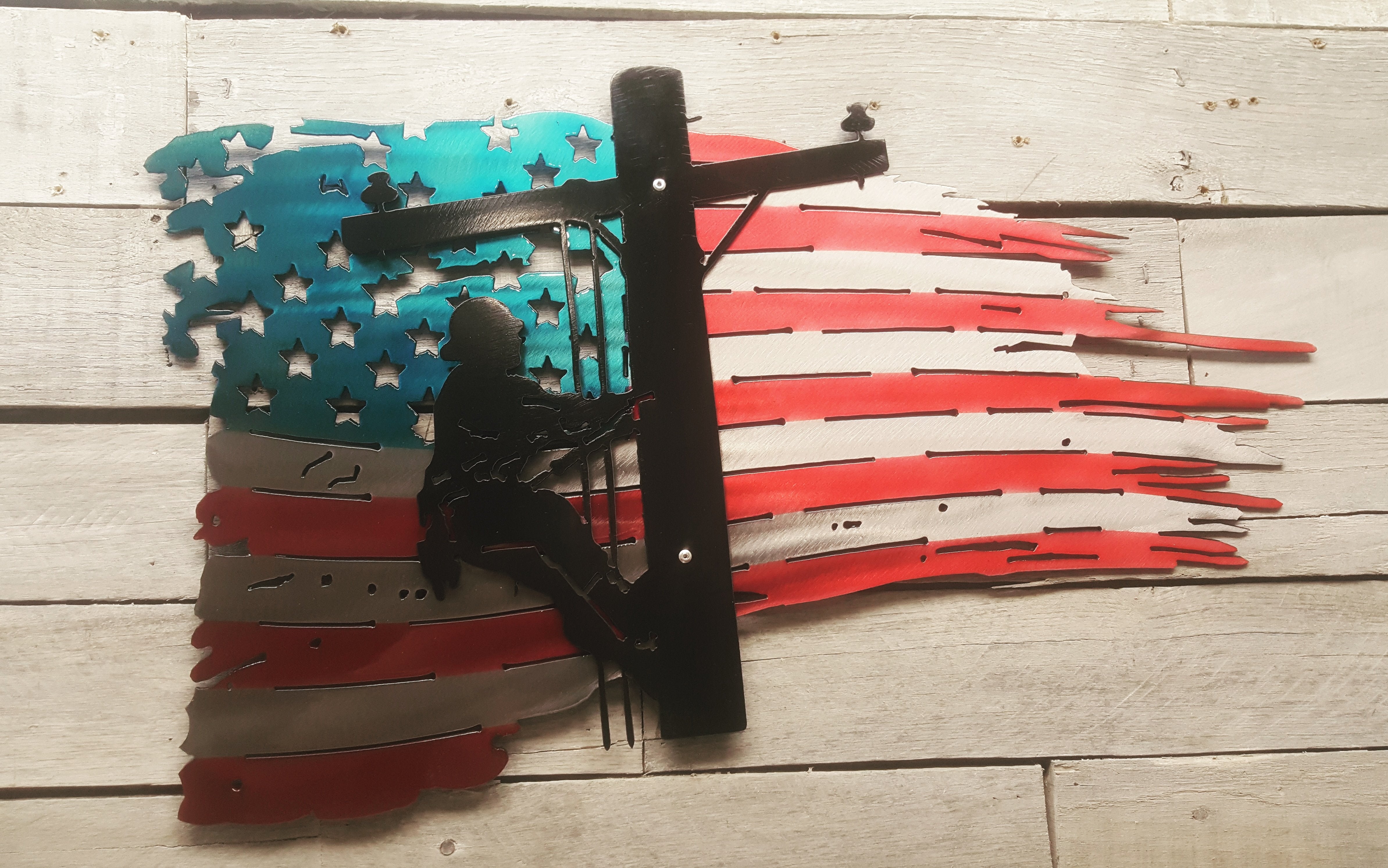 Lineman Tattered Flag - Hersey Customs Inc.